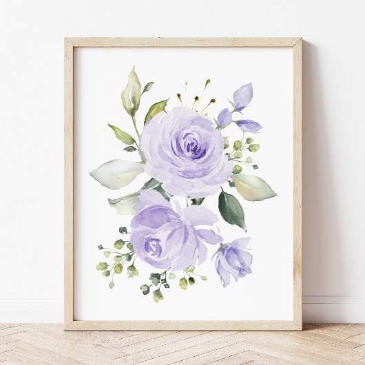 Poster Fleurs violettes, Fleurs aquarelles, Neutres selon