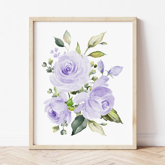 Poster Fleurs violettes, Fleurs aquarelles, Neutres selon