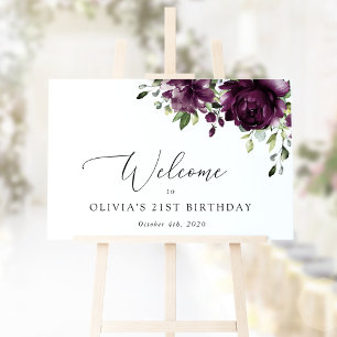 Poster Fleurs violettes, Fleurs de prune, Accueil d'anniv