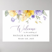 Poster Fleurs violettes, Fleurs Jaunes, Accueil Mariage (Devant)