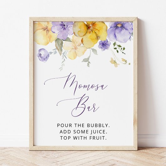 Poster Fleurs violettes, Fleurs Jaunes, Boho, Momosa Bar
