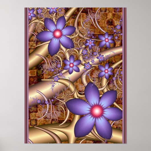 Poster Fleurs Violettes Grimpantes (Devant)