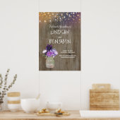 Poster Fleurs violettes Mason Jar Mariage rustique Bienve (Cuisine)