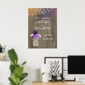 Poster Fleurs violettes Mason Jar Mariage rustique Bienve (Bureau à domicile)