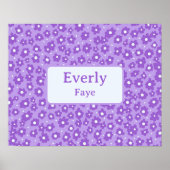 Poster Fleurs violettes Nom personnalisé Enfants Salle Nu (Devant)