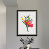 Poster Fleurs vives de Red Anthurium Birds Of Paradise