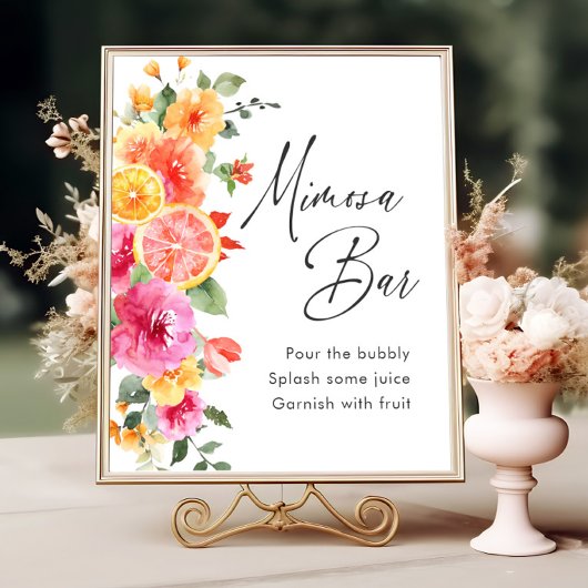Poster Fleurs vives Floral Citrus Bridal Mimosa Bar