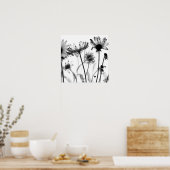 Poster Fleurs X-Ray noir et blanc (Cuisine)