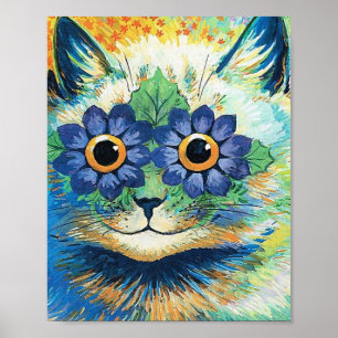 Poster Fleurs Yeux Chat De Louis Wain