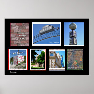 Poster Flint Michigan Landmarks II