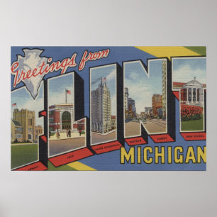 Poster Flint, MichiganScènes de grandes lettresFlint, MI 