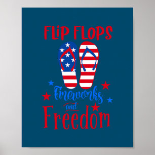 Poster Flip Flops Feu D'Oeuvre Et Liberté Drapeau América