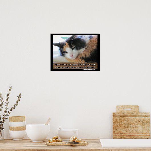Poster Flirty Calico Avec Abraham Lincon citation mème (Cuisine)