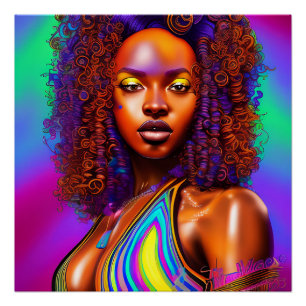 Poster Flo Queen Rainbow Cute Cheveux Black Melanin Afro