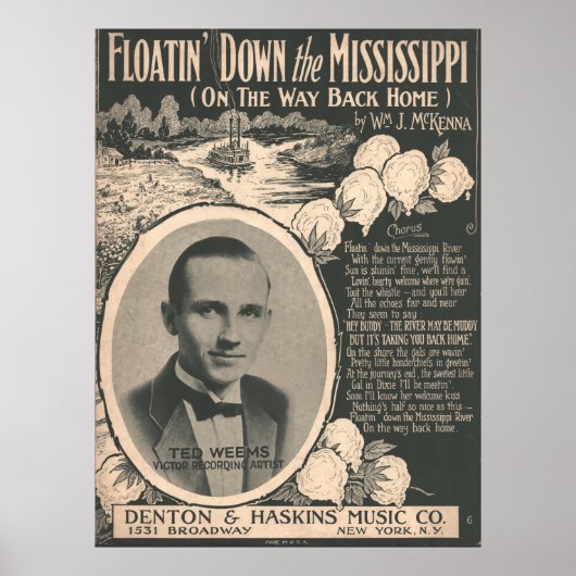 Poster Floatin de 1924 dans le Mississippi (Devant)
