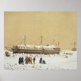 Poster Floating battery La Tonnante in the ice before Kil