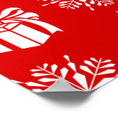Poster flocon de neige blanc de Noël sur fond rouge abstr (Coin)