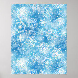 Poster Flocon de neige bleu