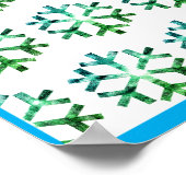 Poster Flocon de neige bleu et vert sur un mur de Noël (Coin)