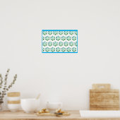 Poster Flocon de neige bleu et vert sur un mur de Noël (Cuisine)