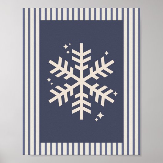 Poster Flocon de neige bleu rayé (Devant)
