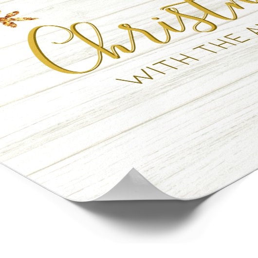 Poster Flocon de neige d'or Noël rustique d'hiver (Coin)