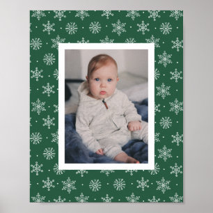 Poster Flocon de neige hivernal paisible Vert