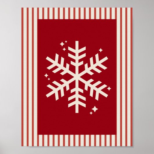 Poster Flocon de neige rayé rouge (Devant)