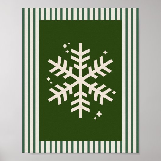 Poster Flocon de neige vert rayé (Devant)