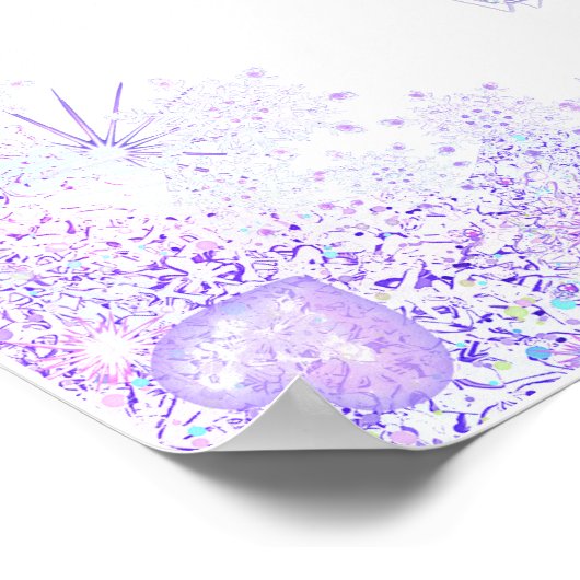 Poster flocon de neige violet clair et coeur étincelant (Coin)