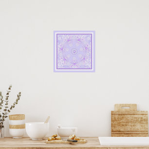 Poster flocon de neige violet clair et coeur étincelant