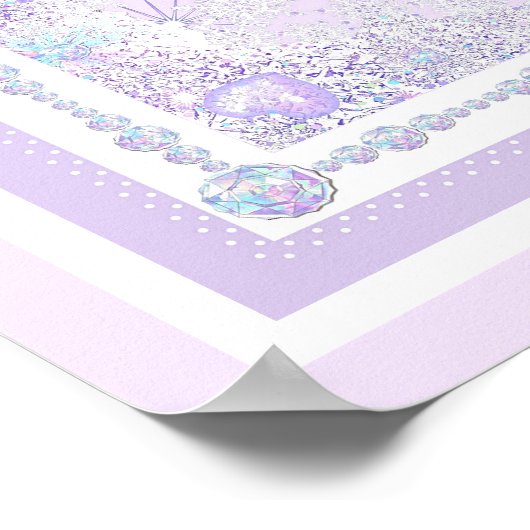 Poster flocon de neige violet clair et coeur étincelant (Coin)