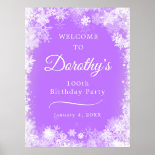 Poster Flocon de neige violet de bienvenue pour 100e anni