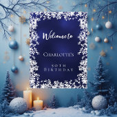 Poster Flocons de neige bleus de bienvenue pour un annive