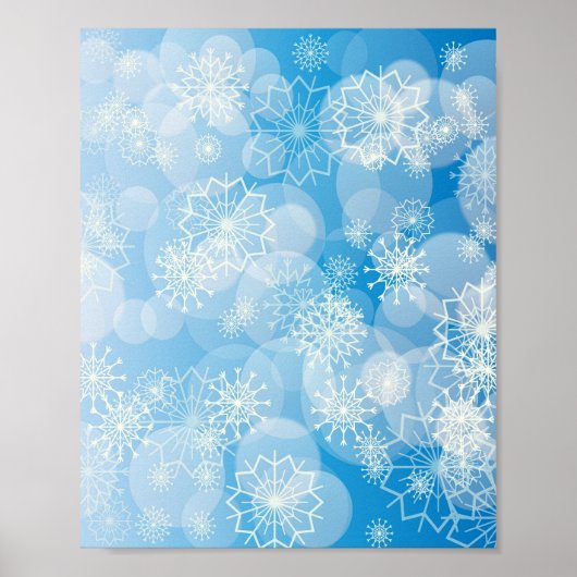 Poster flocons de Noël sur un fond bleu (Devant)