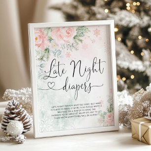 Poster Flocs de neige rousses Late couche de nuit