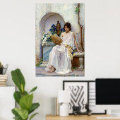 Poster Flora en tenue blanche, par John William Waterhous (Bureau à domicile)