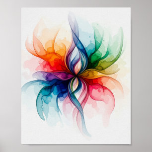 Poster Floraison d'aquarelle vive - Art Floral Abstrait