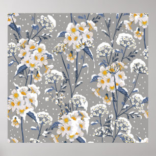 Poster Floraison hivernale : Délicat motif floral