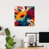 Poster Floraison radieuse – Expression florale abstraite  (Bureau à domicile)