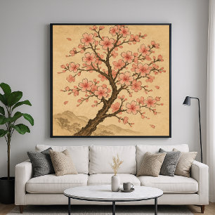 Poster Floraisons de Cerisier - Style d'Art Traditionnel