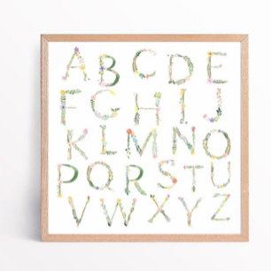 Poster Floral ABC Alphabet Nursery Art