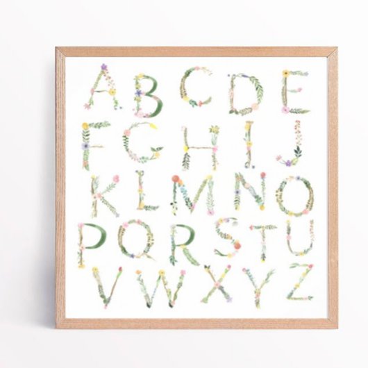 Poster Floral ABC Alphabet Nursery Art