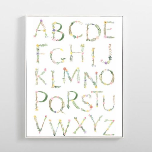 Poster Floral ABC Alphabet Nursery Art