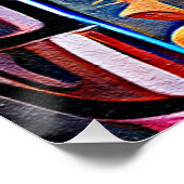 Poster Floral Abstract Art Orange Red Blue Flowers (Coin)