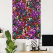 Poster Floral Abstract Glas in lood (Thuiskantoor)