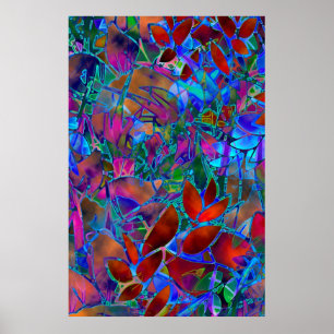 Poster Floral Abstract Glas in lood
