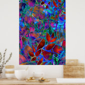 Poster Floral Abstract Glas in lood (Keuken)