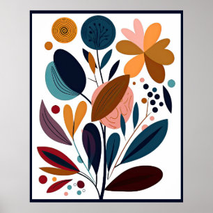Poster Floral Abstrait minimaliste de saumons