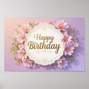 Poster Floral anniversaire luxueux élégant extravagant